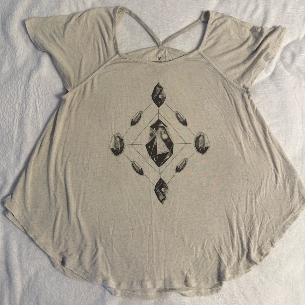 American Eagle Outfitters Cream Short Sleeve Top Size Medium